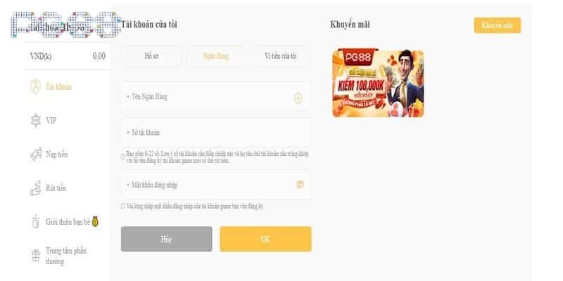 Nạp tiền qua ngân hàng PG88 nhanh chóng
